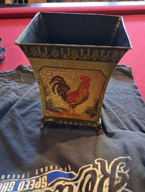 Decorative Rooster Metal Planter - Green and Red
